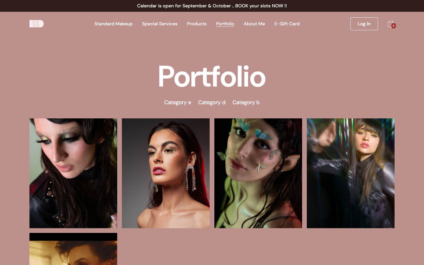 Portfolio — bridal, editorial, and special occasion looks showcasing the studio's signature style.