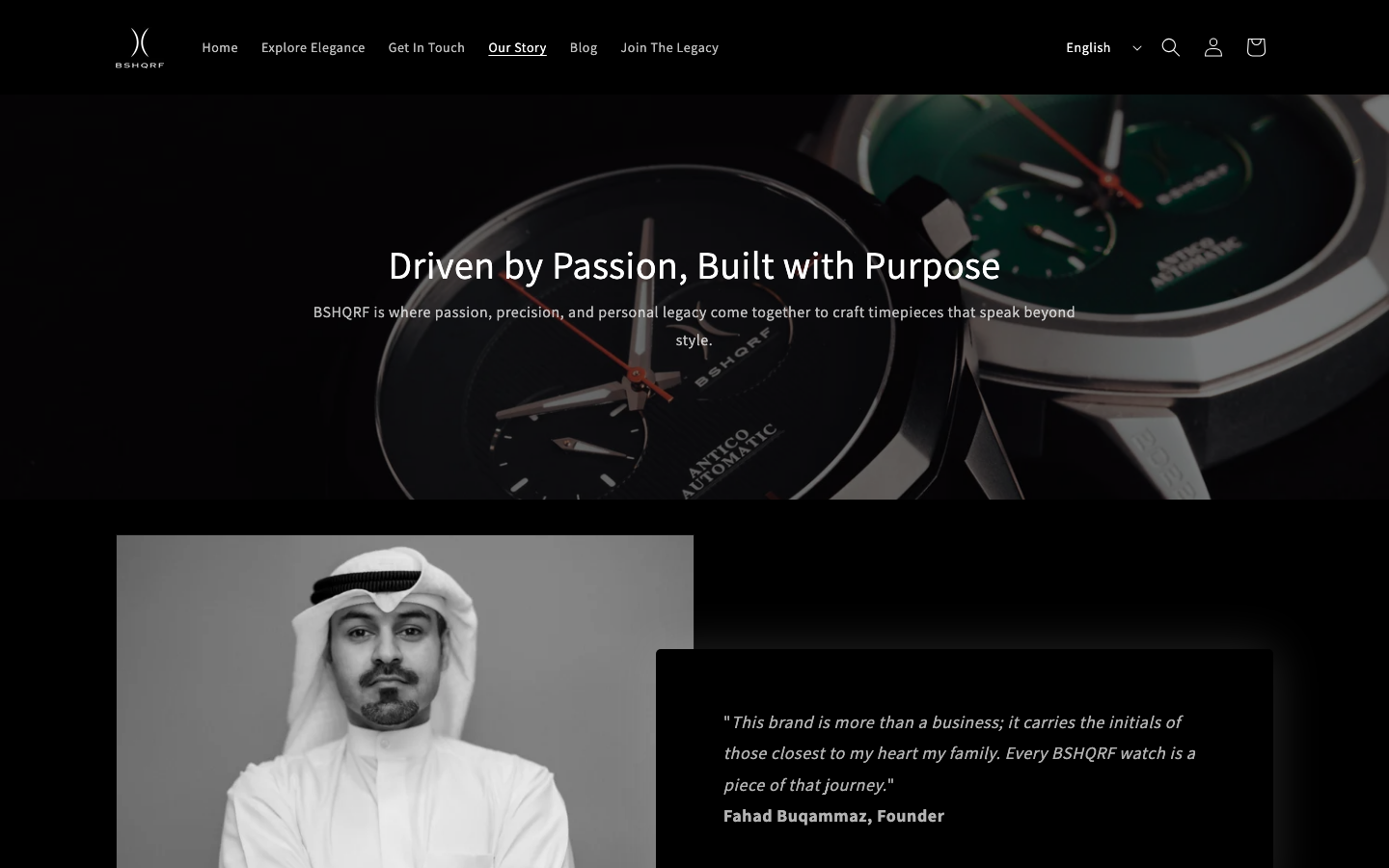 Brand story — founder narrative and the passion behind every BSHQRF timepiece.